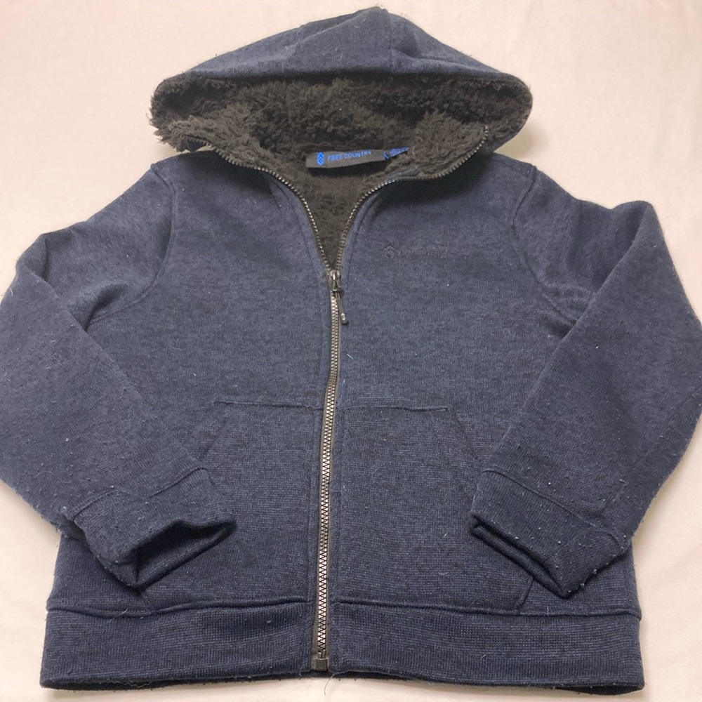Free Country Blue and Black Zip-Up Hoodie Sweatshirt